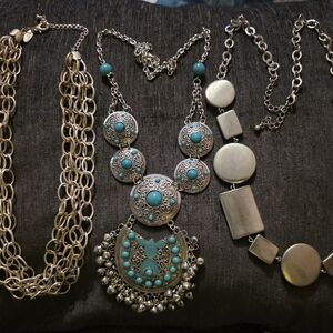 Turquoise Accent Bohemian Statement Necklace - Women Jewelry